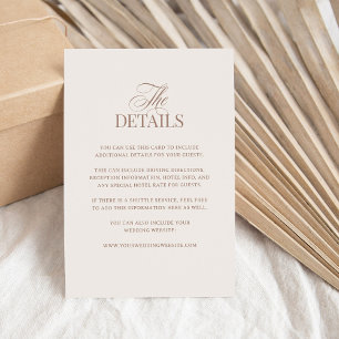 Tarjeta De Recepción Lujo Marfil y Taupe Mocha Detalles para Invitado