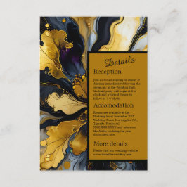 Tarjeta De Recepción lujoso boda dorado negro