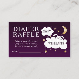 Tarjeta De Recepción Lullaby Baby Shower Purple Diaper Raffle Ticket