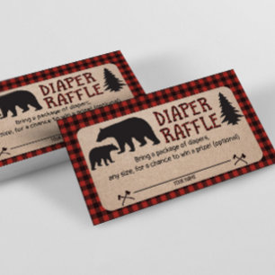 Tarjeta De Recepción Lumberjack Baby Shower Diaper Raffle Card Bear