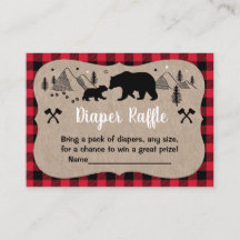 Lumberjack Baby Shower Rustic Bear Diaper Raffle