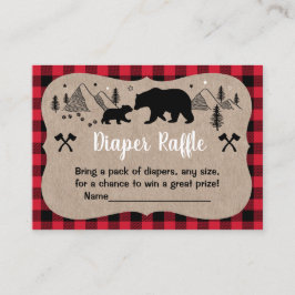 Tarjeta De Recepción Lumberjack Baby Shower Rustic Bear Diaper Raffle