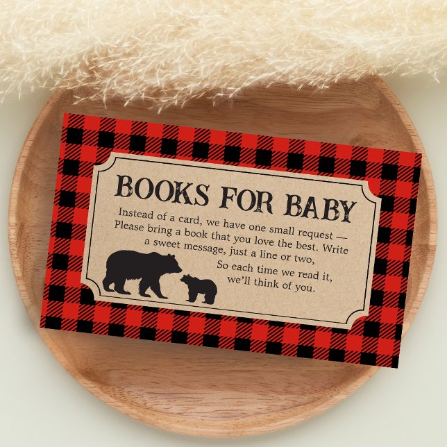 Tarjeta De Recepción Lumberjack Bear Baby Shower Books for Baby (Bear Plaid Baby Shower Books for Baby)