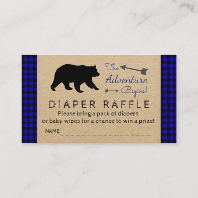 Tarjeta De Recepción Lumberjack Blue Buffalo Plaid Diaper Ticket (Anverso)
