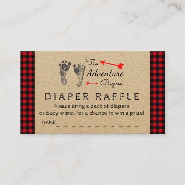 Tarjeta De Recepción Lumberjack Buffalo Juguetes Diaper Raffle Ticket (Anverso)