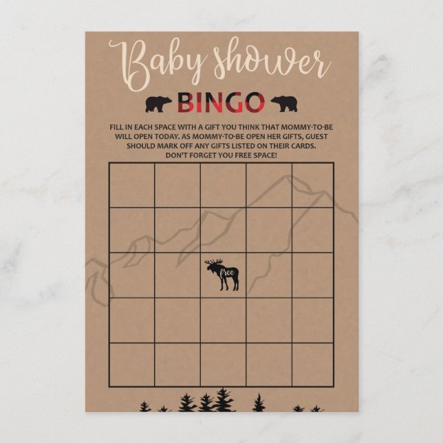 Tarjeta De Recepción Lumberjack Flannel Baby Shower Bingo Game Card (Anverso)