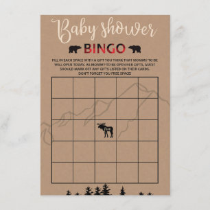 Tarjeta De Recepción Lumberjack Flannel Baby Shower Bingo Game Card