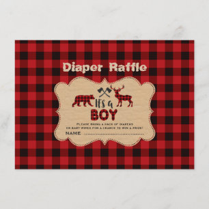 Tarjeta De Recepción Lumberjack Pequeño Cazador Diaper Raffle Ticket