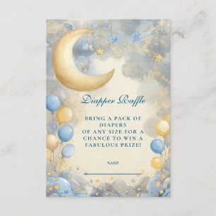 Tarjeta De Recepción Luna Azul y Estrellas Diapper Raffle
