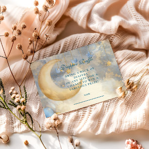 Tarjeta De Recepción Luna Azul y Estrellas Diapper Raffle