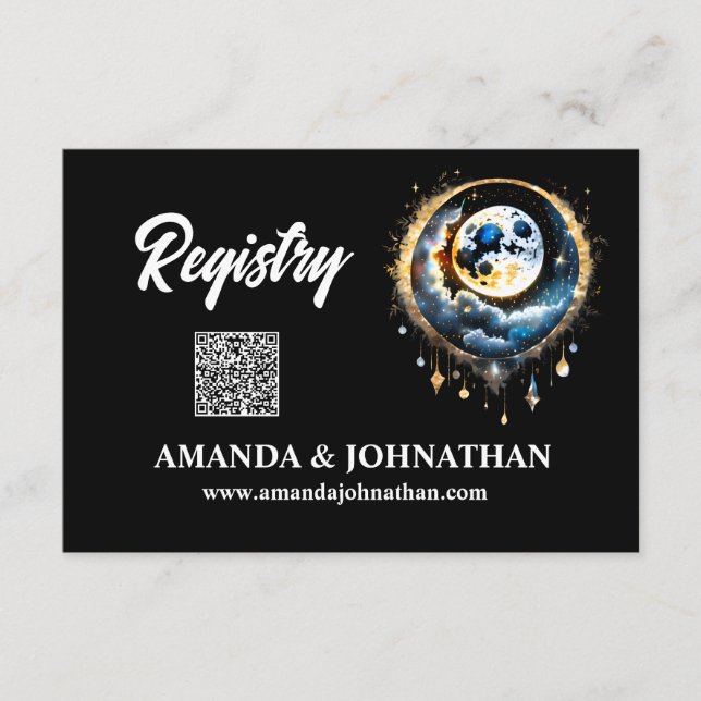 Tarjeta De Recepción Luna de luna llena noche estrellada luna celestial (Anverso)