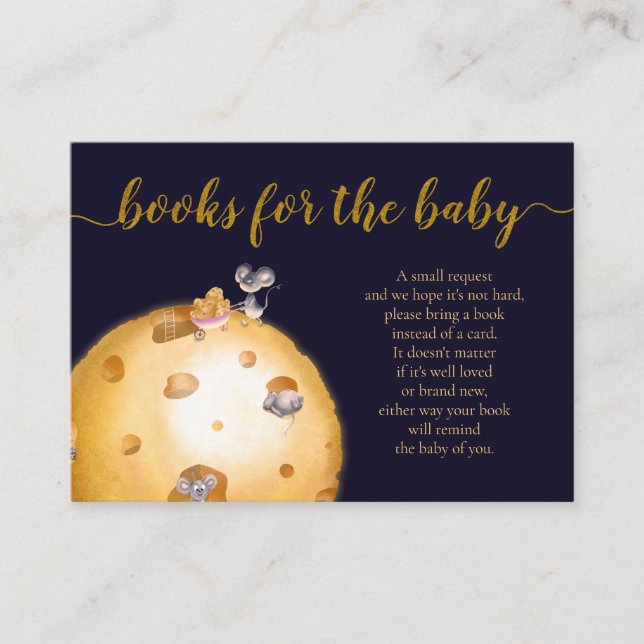 Tarjeta De Recepción Luna hecha de libros de queso para el bebé (Anverso)