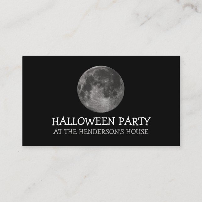 Tarjeta De Recepción Luna llena, Halloween Party Ticket Invitado (Anverso)