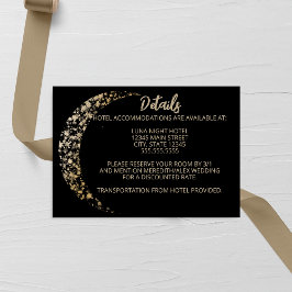 Tarjeta De Recepción Luna y Boda negro y dorado