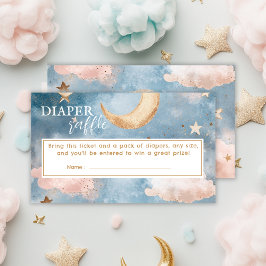 Tarjeta De Recepción Luna y estrellas Diaper Raffle Bebé ducha