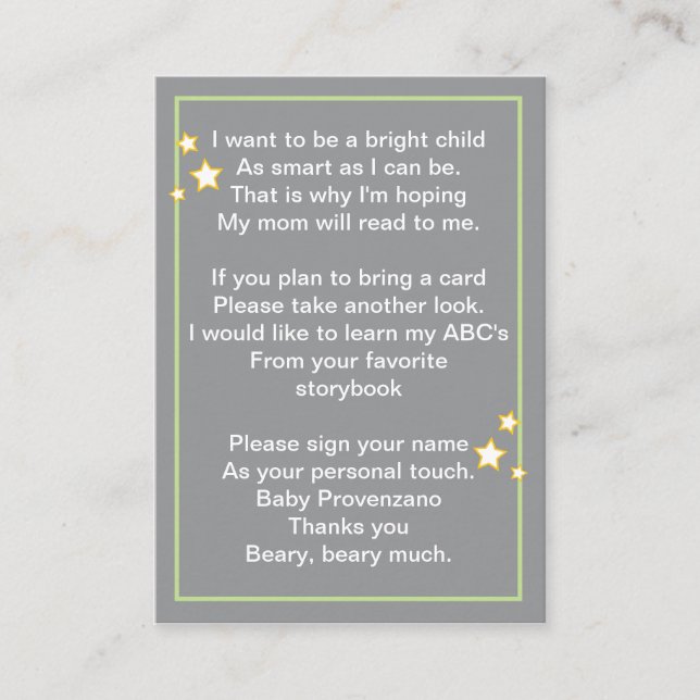 Tarjeta De Recepción Luna y estrellas traen una carta de libros (Anverso)