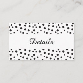 Tarjeta De Recepción Lunares. Detalles del Boda blanco y negro