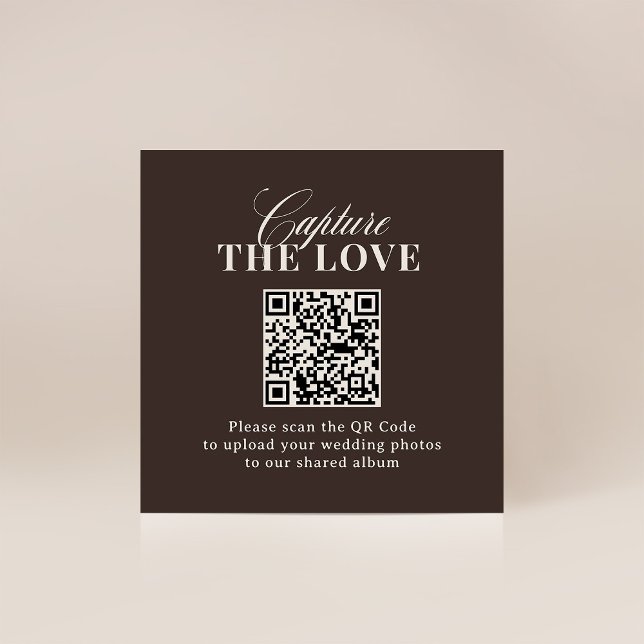 Tarjeta De Recepción Luxe Brown | QR Code Wedding Capture the Love (Subido por el creador)