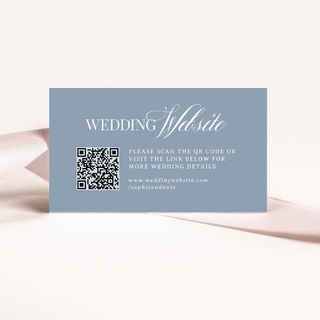 Tarjeta De Recepción Luxe Dusty Blue | Wedding Website QR Code (Subido por el creador)