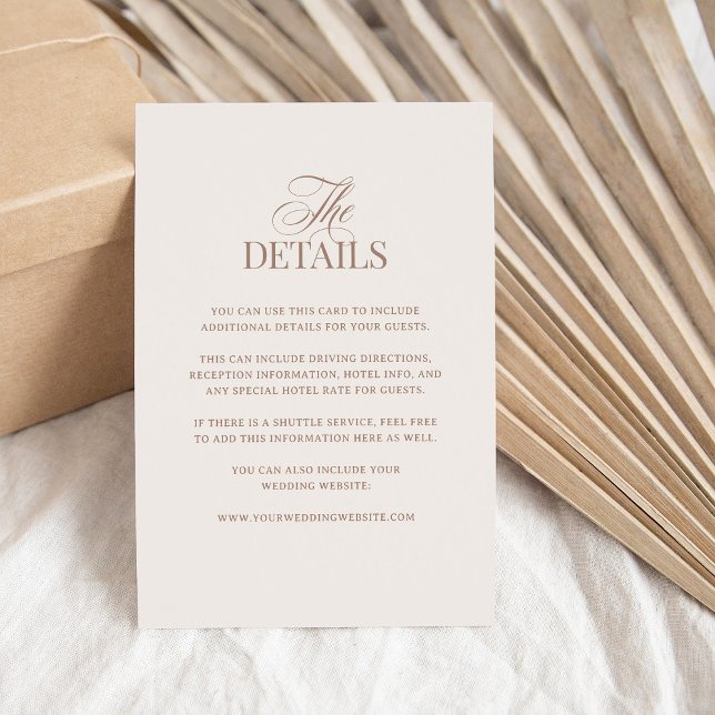 Tarjeta De Recepción Luxe Ivory and Mocha Taupe | Wedding Guest Details (Subido por el creador)
