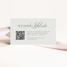 Tarjeta De Recepción Luxe Light Sage Green | Código QR del sitio web de