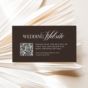 Tarjeta De Recepción Luxe Marrón   Código QR del sitio web de la boda