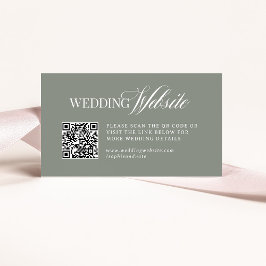 Tarjeta De Recepción Luxe Sage Green | Código QR del sitio web del boda