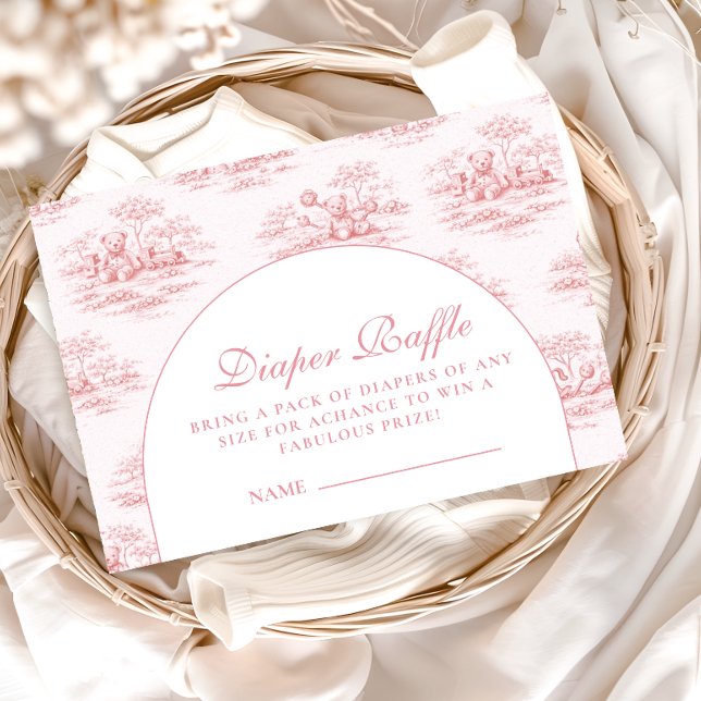 Tarjeta De Recepción Luxury Blush Toile Baby Shower Diapper Raffle (Subido por el creador)