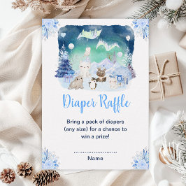 Tarjeta De Recepción Luz del Norte Animales Árticos Diaper Raffle