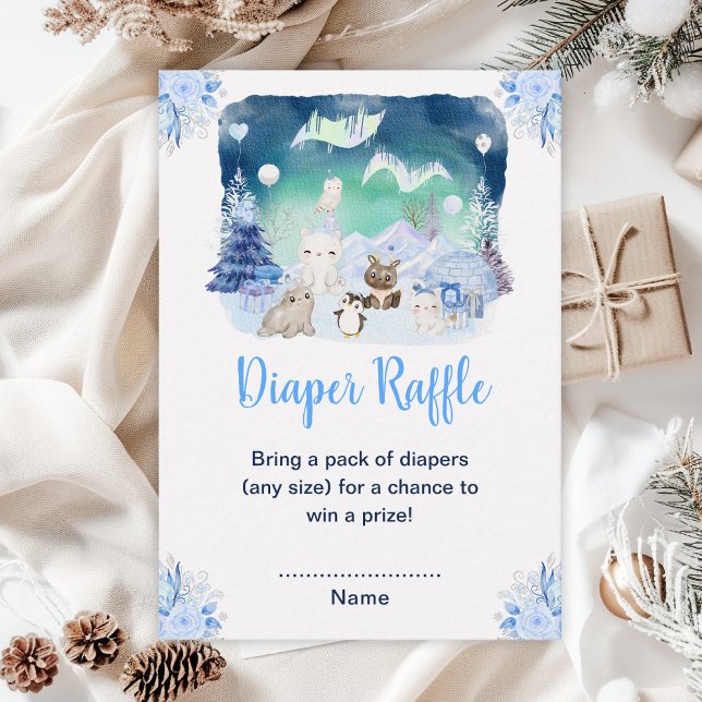 Tarjeta De Recepción Luz del Norte Animales Árticos Diaper Raffle (Subido por el creador)