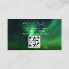 Tarjeta De Recepción Luz del Norte Aurora Borealis Boda de código QR