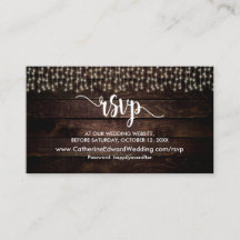 Madera de granja rústica, luces de cadena, RSVP re