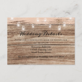 Tarjeta De Recepción Madera Rosa Rústica y Linternas