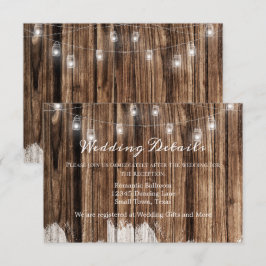Tarjeta De Recepción Madera Rústica y Linternas