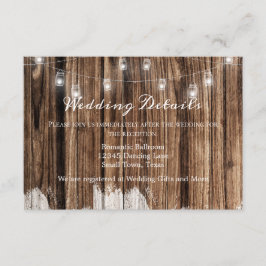 Tarjeta De Recepción Madera Rústica y Linternas