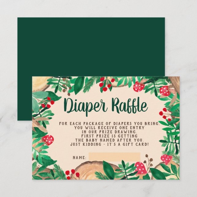 Tarjeta De Recepción madera selva madera verde ducha de raffre de pañal (Anverso / Reverso)