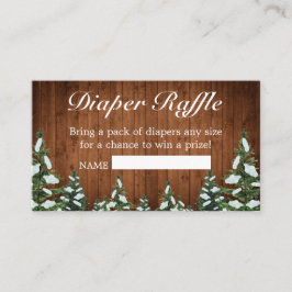 Tarjeta De Recepción Madera y bosques nevados Pine Diaper Raffle
