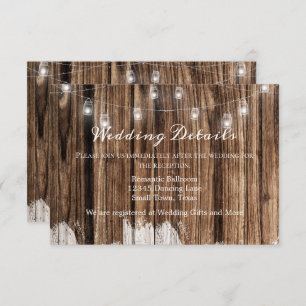 Tarjeta De Recepción Madera y faroles rusos