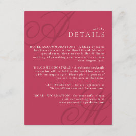 Tarjeta De Recepción Magenta detalles de un monograma elegante de borde