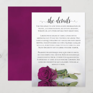 Tarjeta De Recepción Magenta elegante que refleja detalles del Boda Ros