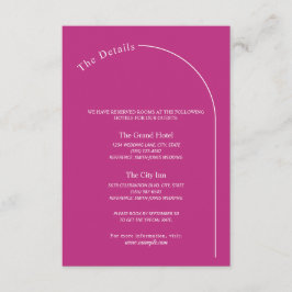 Tarjeta De Recepción Magenta minimal moderna con Boda de arco