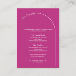 Tarjeta De Recepción Magenta minimal moderna con Boda de arco