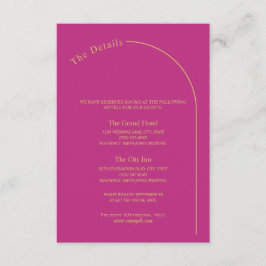 Tarjeta De Recepción Magenta minimal moderna con Boda de arco