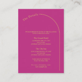 Tarjeta De Recepción Magenta minimal moderna con Boda de arco