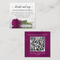 Magenta Rosa Boda posh Detalles y código QR RSVP