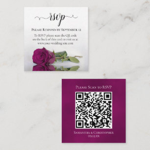 Tarjeta De Recepción Magenta Rosa Elegante Boda RSVP Código QR