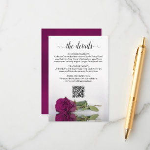 Tarjeta De Recepción Magenta Rosa elegante detalles de la boda Código Q