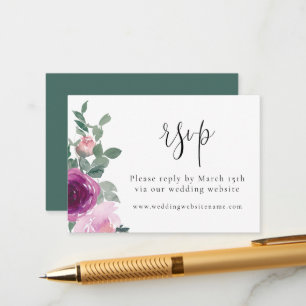 Tarjeta De Recepción Magenta Rubor Rosa Floral Blanco RSVP