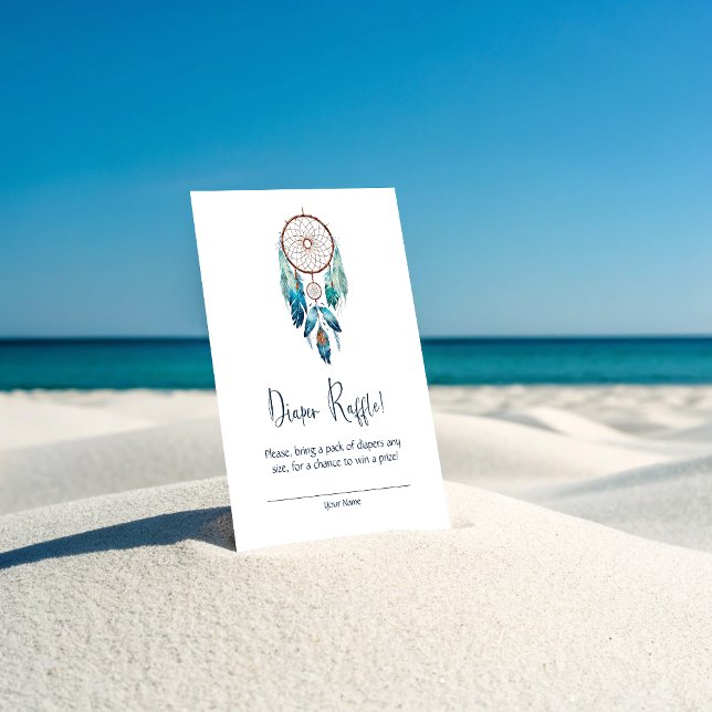Tarjeta De Recepción Magic Aquamarine Dreamcatcher Diaper Raffle (Magic Aquamarine Dreamcatcher Diaper Raffle Enclosure Card)