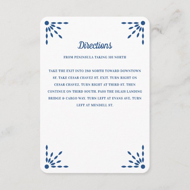 Tarjeta De Recepción Magníficas direcciones del Boda del Papel Azul Pic (Anverso)
